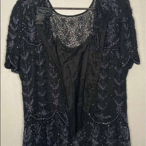 Vintage Elegant Evening Black Silk Beaded Blouse - Picture 5 of 6